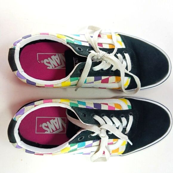 Vans Old School Rainbow Checked/ Black Canvas Skate Shoe/ Sneaker Women's 8.5.. - Picture 6 of 10